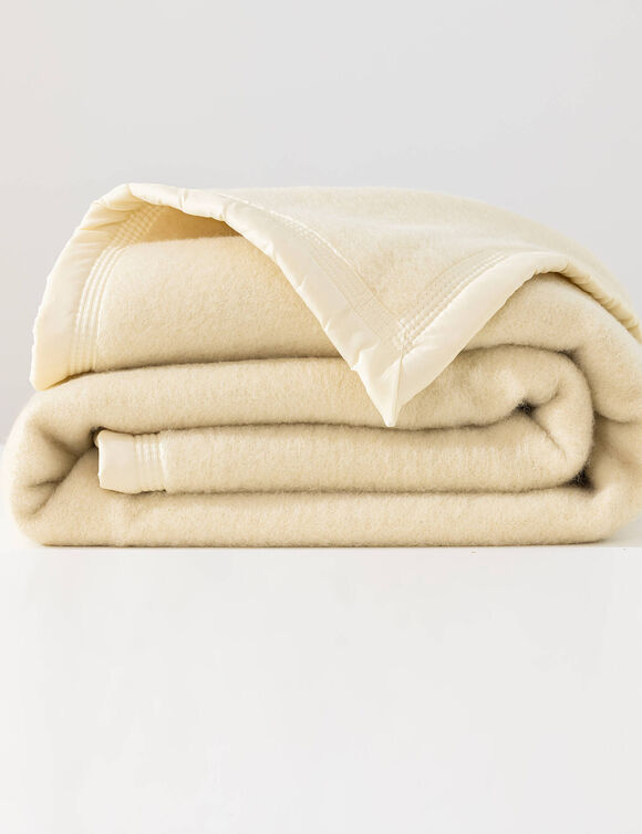 Couverture bicolore pure laine 600 g/m² (écru)