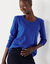 Pull col rond uni, manches longues, toucher doux (bleu)