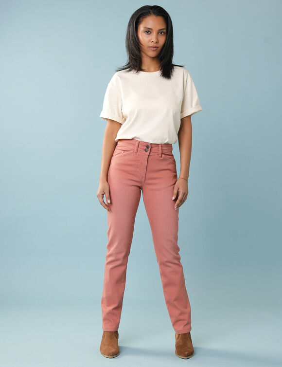 Pantalon droit &agrave; d&eacute;coupes, Sp&eacute;cial Petites (bois de rose)