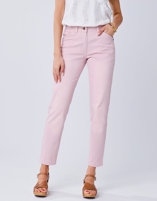 Pantalon mom couleur, stretch (rose pâle)