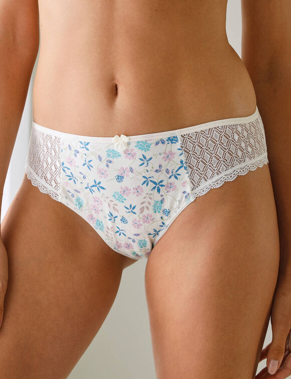 Midislip met bloemenprint Coria - set van 2 (ivoorkleur)