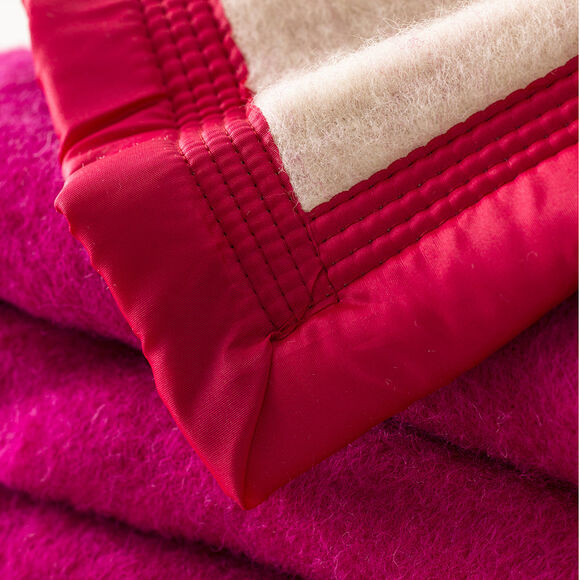 Couverture bicolore pure laine 800 g/m² (rose pivoine)