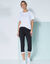 3/4-legging met elastische taille (zwart / wit)