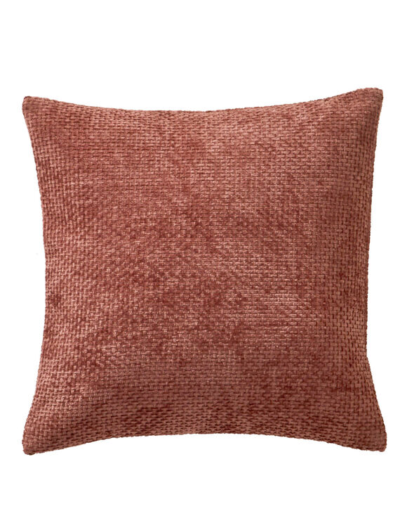 Housse de coussin unie tissage chenille - lot de 2 (rose blush)