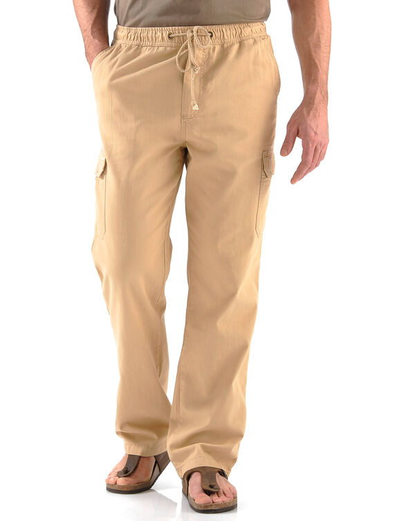 Pantalon cargo gabardine &eacute;lastiqu&eacute; (beige)