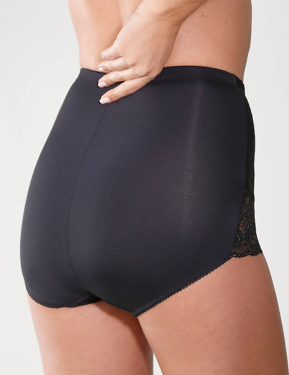 Afslankende gaineslip met kanten buikpand - steungevend (zwart)