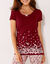 T-shirt met bloemenprint - korte mouwen (kersenrood)
