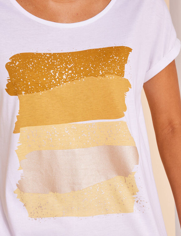 T-shirt boite imprimé "arty", maille jersey (safran)