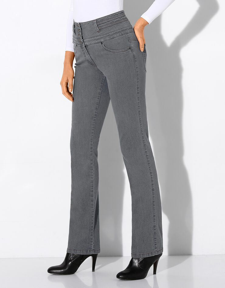 Rechte jeans met hoge taille, grijs, hi-res image number 0