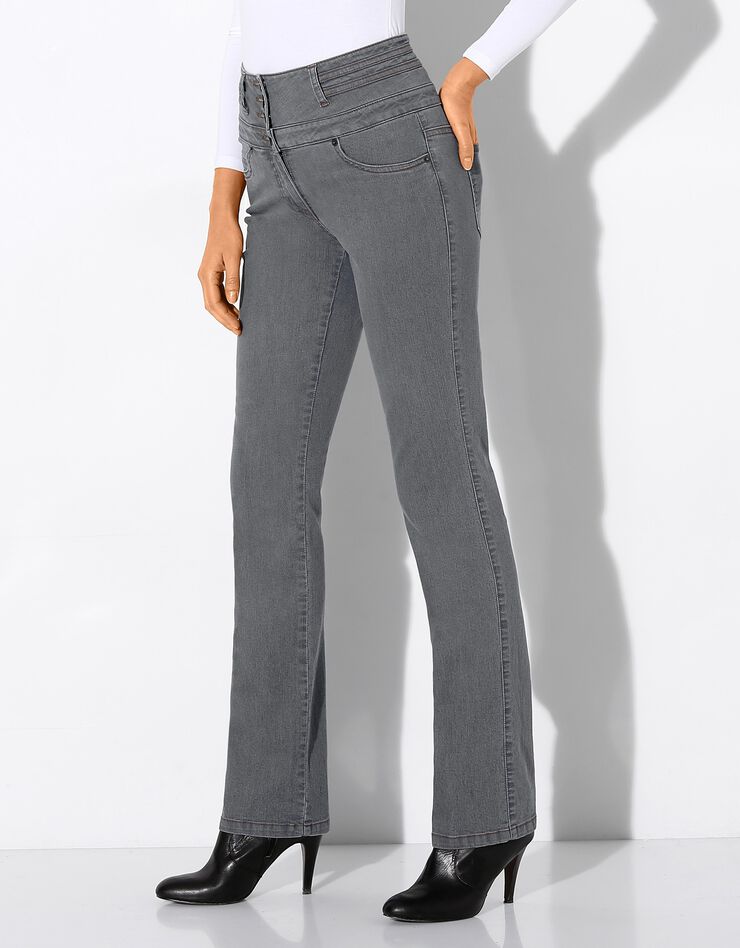 Rechte jeans met hoge taille, grijs Rechte jeans met hoge taille, grijs, hi-res image number 0