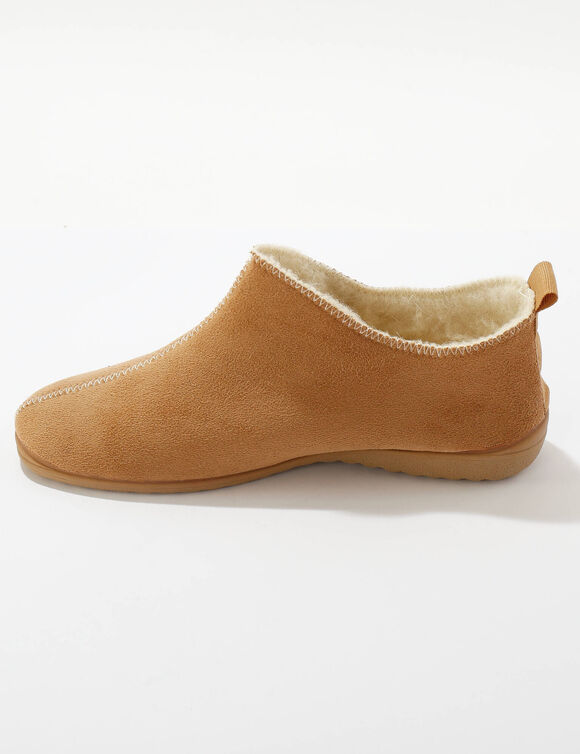 Chaussons bottillons fourrés, suédine (beige foncé)