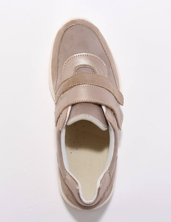 Baskets scratchées spécial pieds sensibles en tissu extensible (beige)