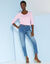 T-shirt manches 3/4 uni, coton (rose pâle)