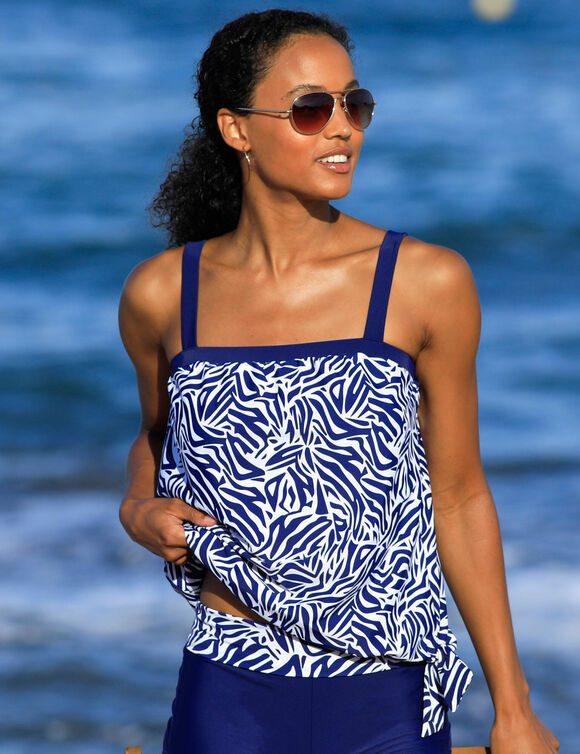 Haut de tankini imprimé zèbre (marine)