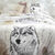 Bedlinnen Artic in katoen met hond-wolf print (taupe)