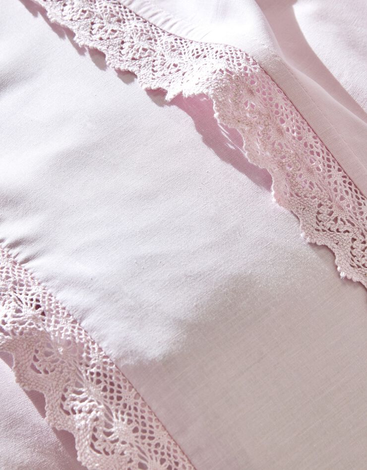 Linge de lit uni dentelle coton (lilas)