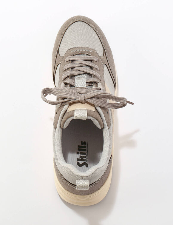 Baskets compens&eacute;es bi-mati&egrave;re &agrave; lacets  (gris)