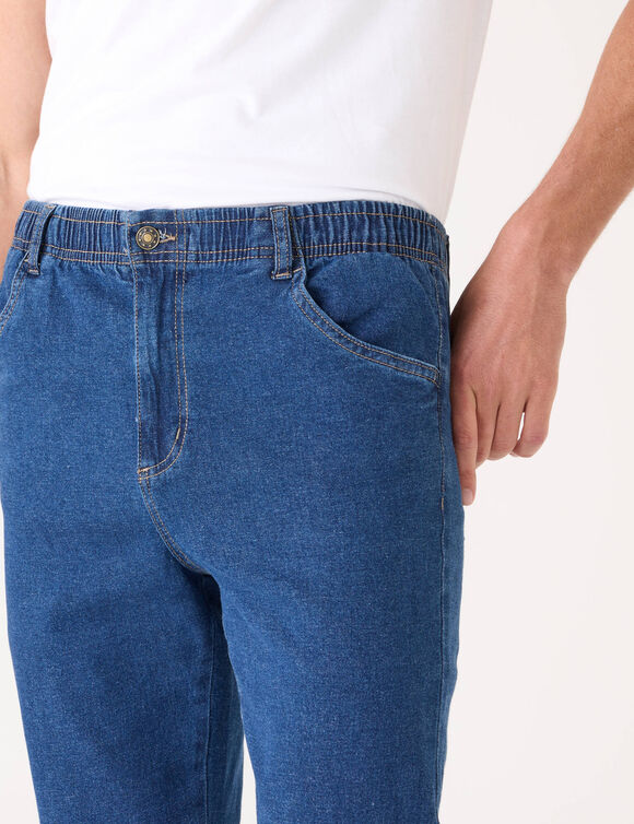 Jeans met elastische taille - binnenpijpl. 72 cm (stone)