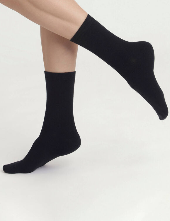 Chaussettes mi-hautes femme thermo polaires Dim - lot de 2 (noir)