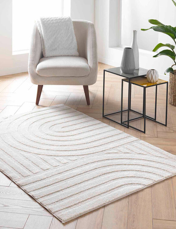 Tapis rectangulaire, motif arches en relief (naturel)