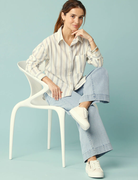 Chemise oversize Spécial Petites rayée (jaune / parme)