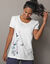 T-shirt met geplaatste landelijke print - korte mouwen (wit)
