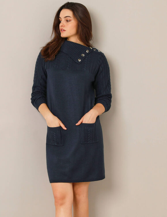 Robe pull maille torsadée (marine)