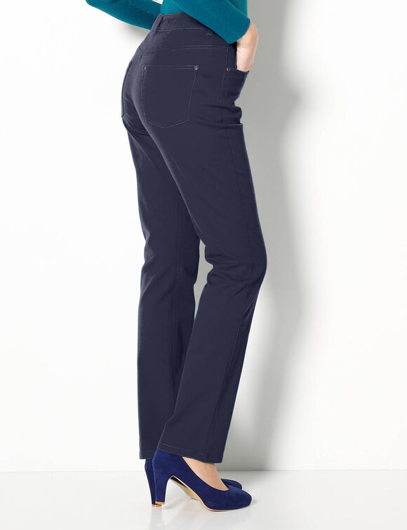 Pantalon droit stretch uni (marine)