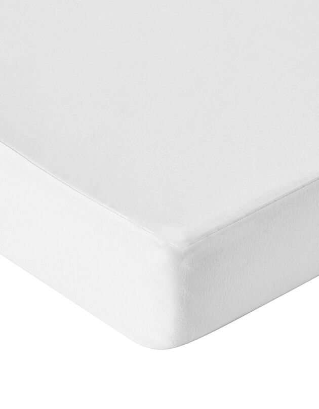 Matrasbeschermer in absorberend molton 400 g/m2, hoes 30 cm (wit)