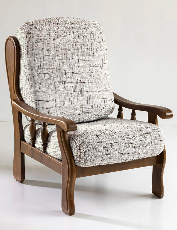 Housse microfibre bi-extensible effet faux uni spéciale fauteuil rustique  (beige)