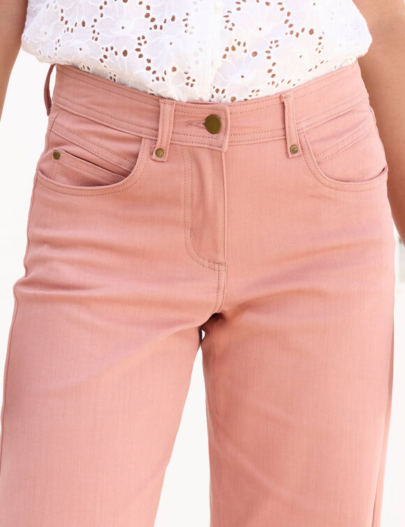Pantalon couleur coupe large 5 poches (bois de rose)