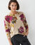 Pull imprim&eacute; fleurs (beige / prune)