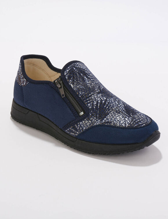 Sneakers met rist, speciaal voor gevoelige voeten, in rekbaar materiaal (marine)