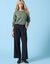Pull col rond Spécial Petites, maille pointelle (kaki clair)