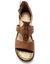 Leren sandalen met ajour en pailletten, extra breed (bruin)