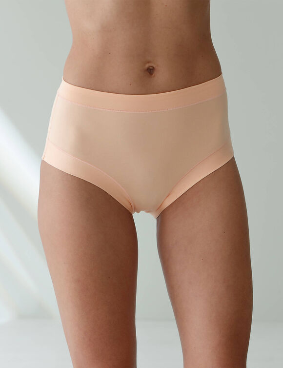Maxislip in stretchkatoen met comfortabele tailleband "zonder elastieken" - set van 2 (nude + perzik)