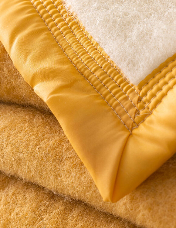 Couverture bicolore pure laine 800 g/m² (miel)