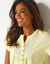 T-shirt col tunisien manches courtes, broderie anglaise (jaune)