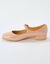 Gelakte schoenen met riempje en hak (nude)