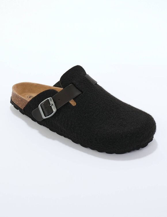 Mules sabot feutrine &agrave; boucle (anthracite)