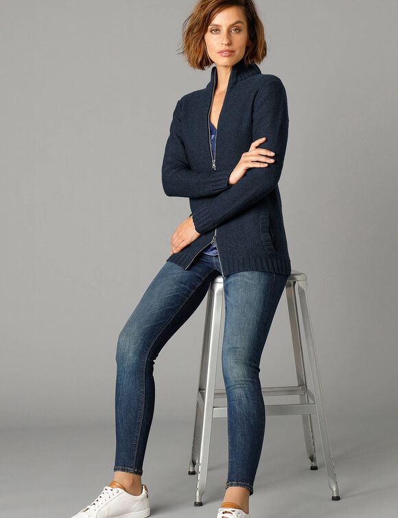 Gilet zippé 30% laine (marine)