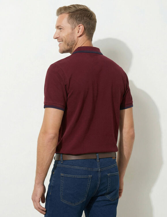 Polo uni maille piqu&eacute;e manches courtes (bordeaux)