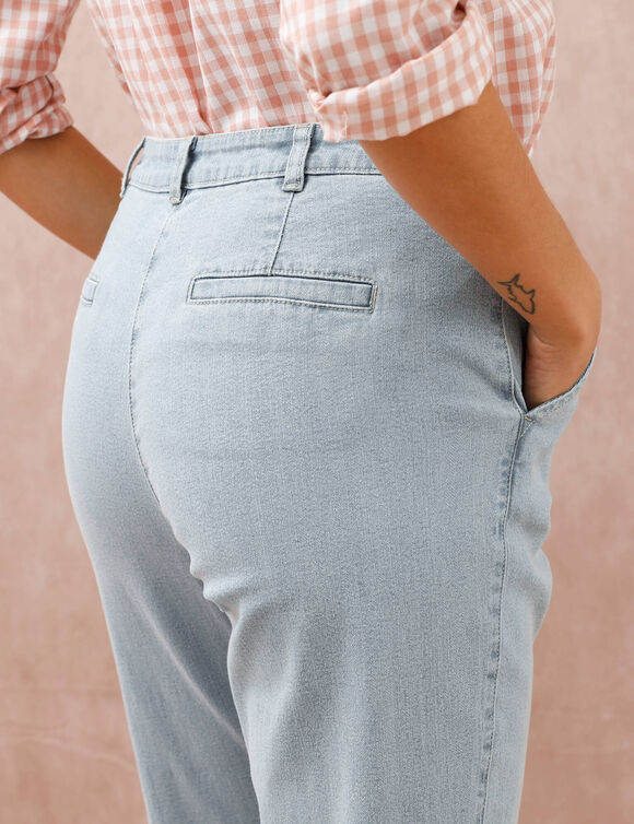 Jean coupe mom taille haute, stretch (bleached)