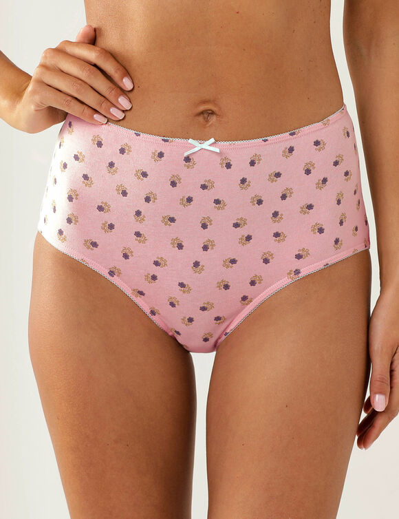 Katoenen slipje in maxi-vorm met &bdquo;Indiase bloemen&ldquo;-motieven &ndash; Set van 4 (roze)