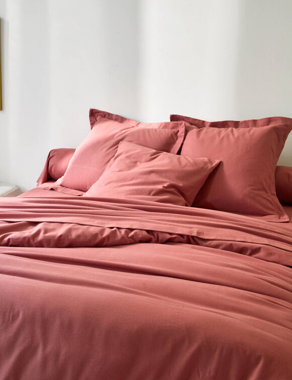 Linge de lit uni flanelle (bois de rose)