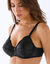 Omhullende beha Emily in glanstricot met borduursel - met beugels (zwart)