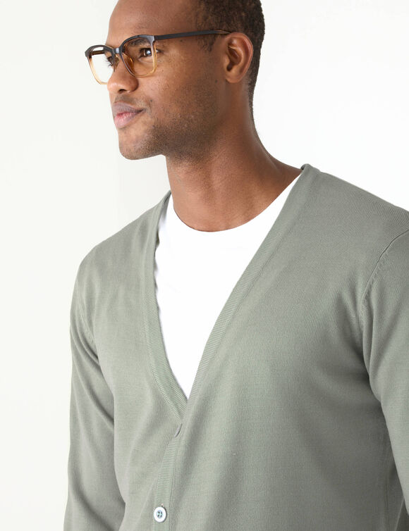 Gilet boutonn&eacute; manches longues (vert amande)