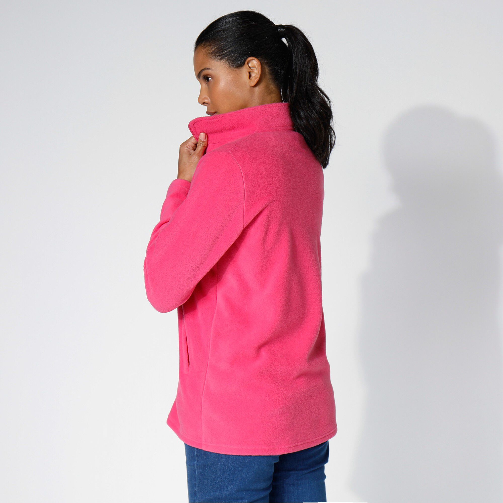 Veste polaire zipp e manches longues rose Blancheporte