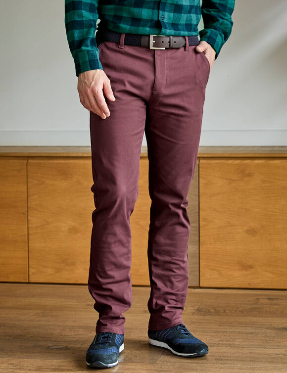 Chino met elastische zijkanten (bordeaux)