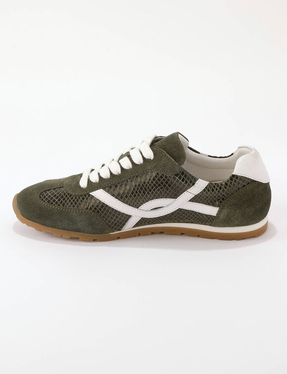 Baskets cuir iris&eacute; (kaki)